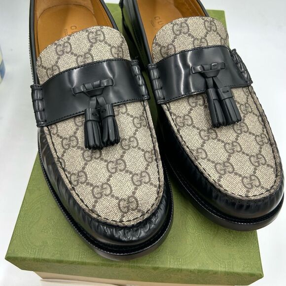 Men's Gucci GG Supreme, tassel loafers size 13 made in Italy - Picture 2 of 11